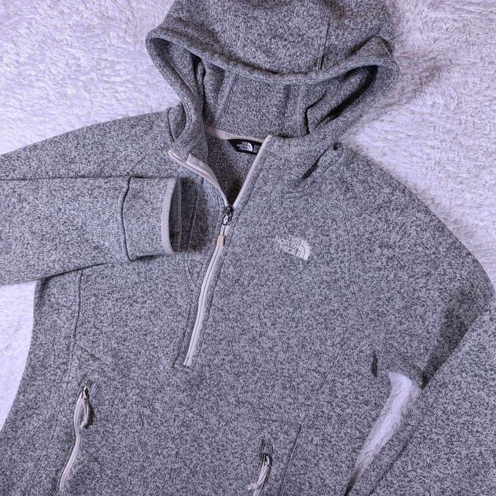 The North Face Crescent Hooded Pullover Womens M Grey Heather 1/4 Zip L/S